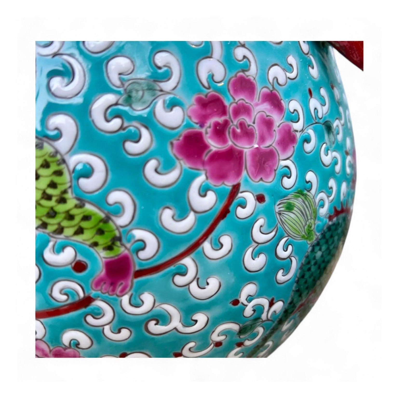 Pair of Hand Painted Qilin Vases – Turquoise Porcelain