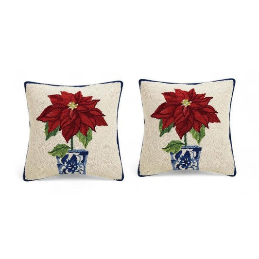Pair of Wool Hook Decorative Accent Pillow Decor Holiday