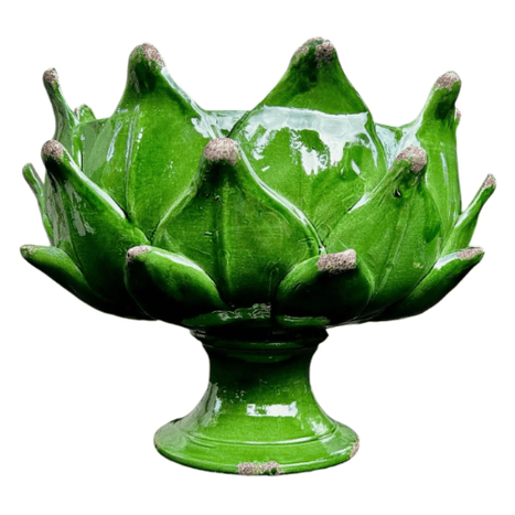 Italian Hand-Thrown Majolica Artichoke Pedestal Bowl –