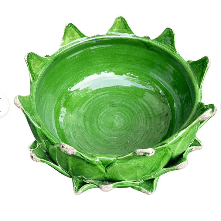 Italian Hand-Thrown Majolica Artichoke Pedestal Bowl –