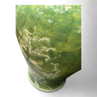 Green and White Chrysanthemum Porcelain Jar – Hand-Painted