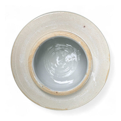 Green and White Chrysanthemum Porcelain Jar – Hand-Painted