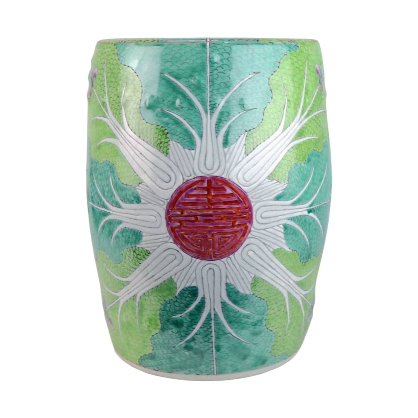 Green Hand-Painted Bok Choy Porcelain Garden Stools