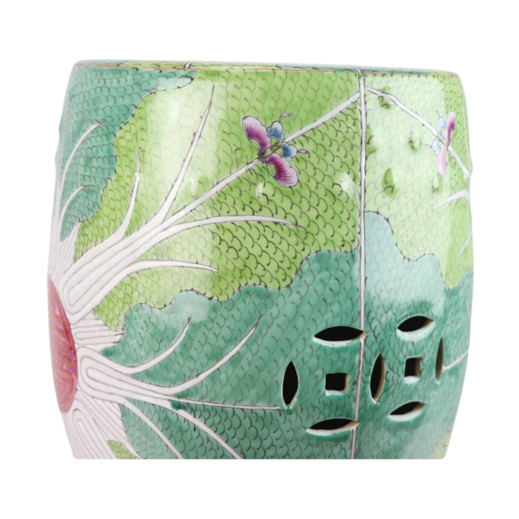 Green Hand-Painted Bok Choy Porcelain Garden Stools