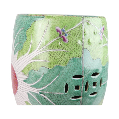 Green Hand-Painted Bok Choy Porcelain Garden Stools