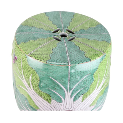 Green Hand-Painted Bok Choy Porcelain Garden Stools