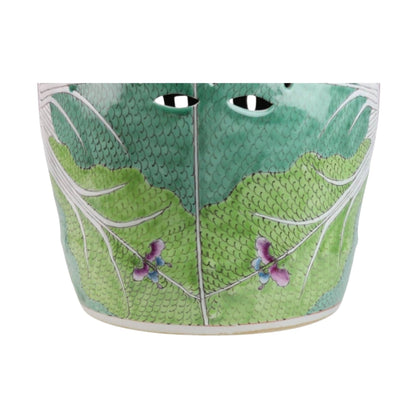 Green Hand-Painted Bok Choy Porcelain Garden Stools