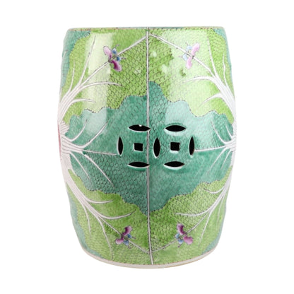 Green Hand-Painted Bok Choy Porcelain Garden Stools