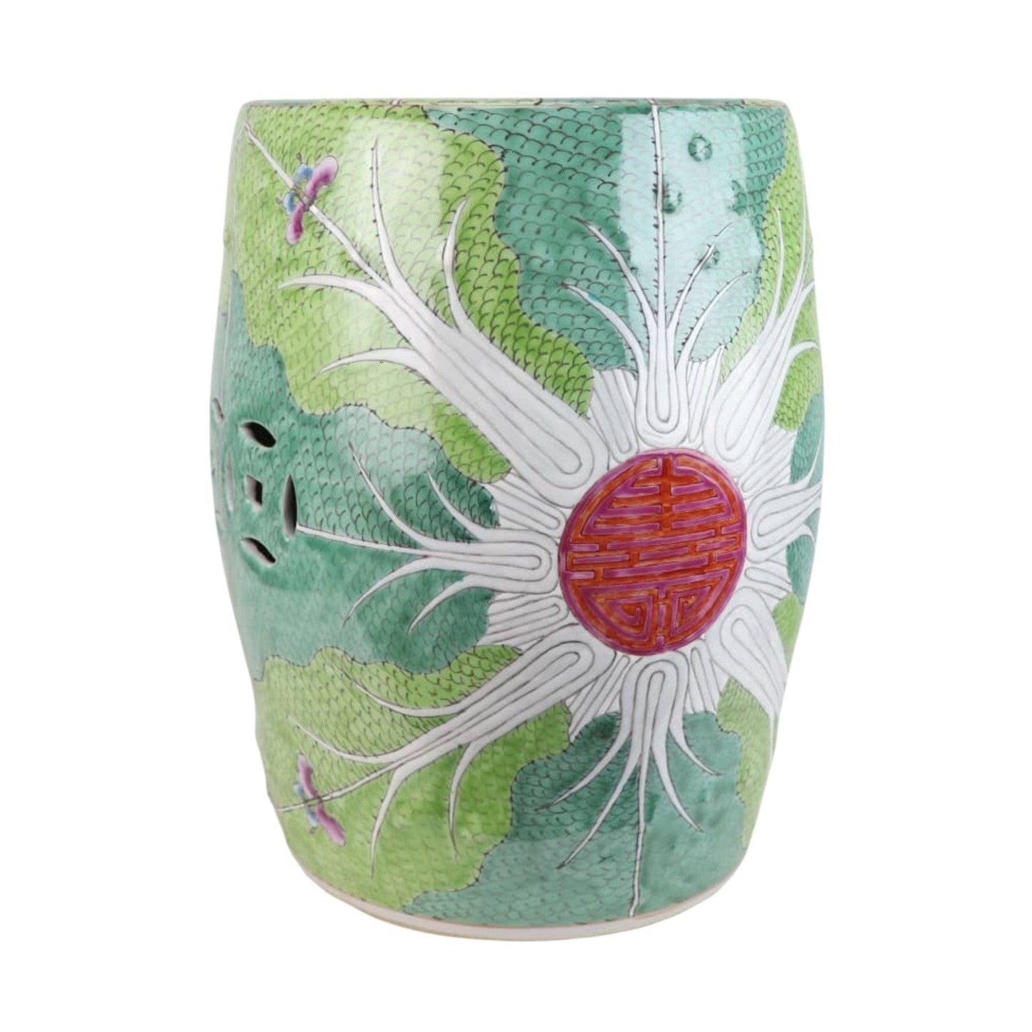 Green Hand-Painted Bok Choy Porcelain Garden Stools