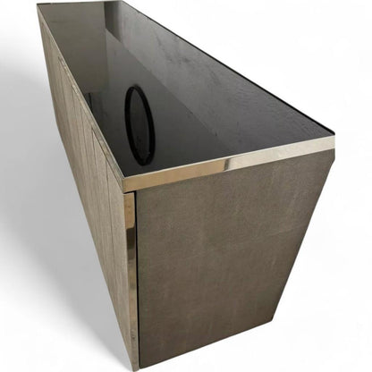 Mitchell Gold Faux Gray Shagreen Credenza Media Storage