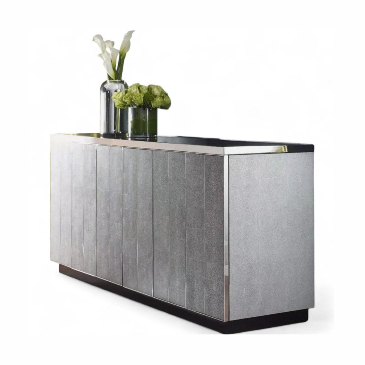 Mitchell Gold Faux Gray Shagreen Credenza Media Storage