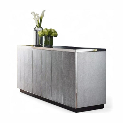 Mitchell Gold Faux Gray Shagreen Credenza Media Storage