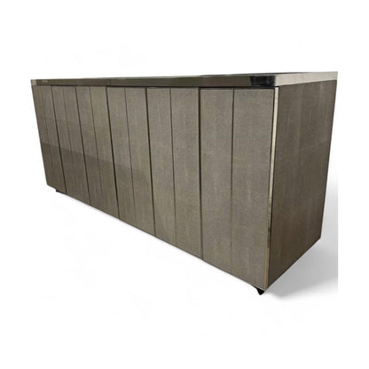 Mitchell Gold Faux Gray Shagreen Credenza Media Storage