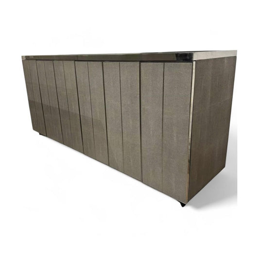 Mitchell Gold Faux Gray Shagreen Credenza Media Storage