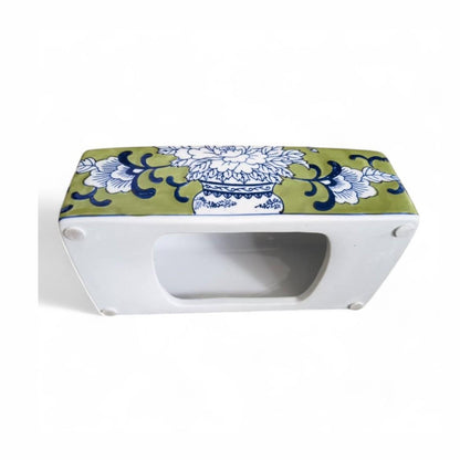 Chinese Hand-Painted Porcelain Ceramic Tissue Box - Floral Green by Trunky Fresh