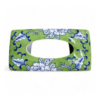 Chinese Hand-Painted Porcelain Ceramic Tissue Box - Floral Green by Trunky Fresh