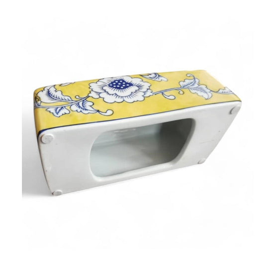 Chinese Hand-Painted Porcelain Ceramic Tissue Box - Yellow Floral by Trunky Fresh