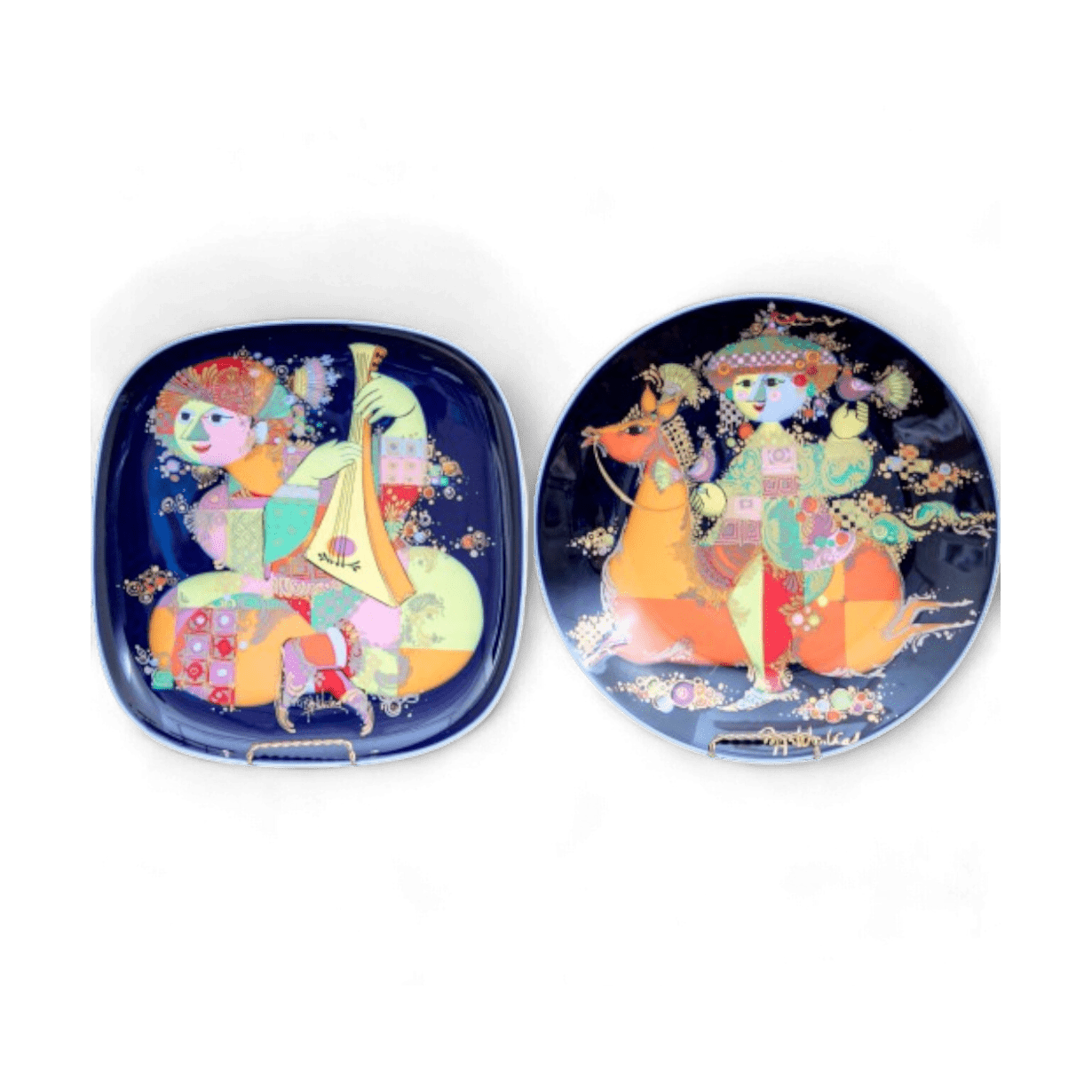 Rosenthal Germany Pair of Gorgeous Colorful Display Plates