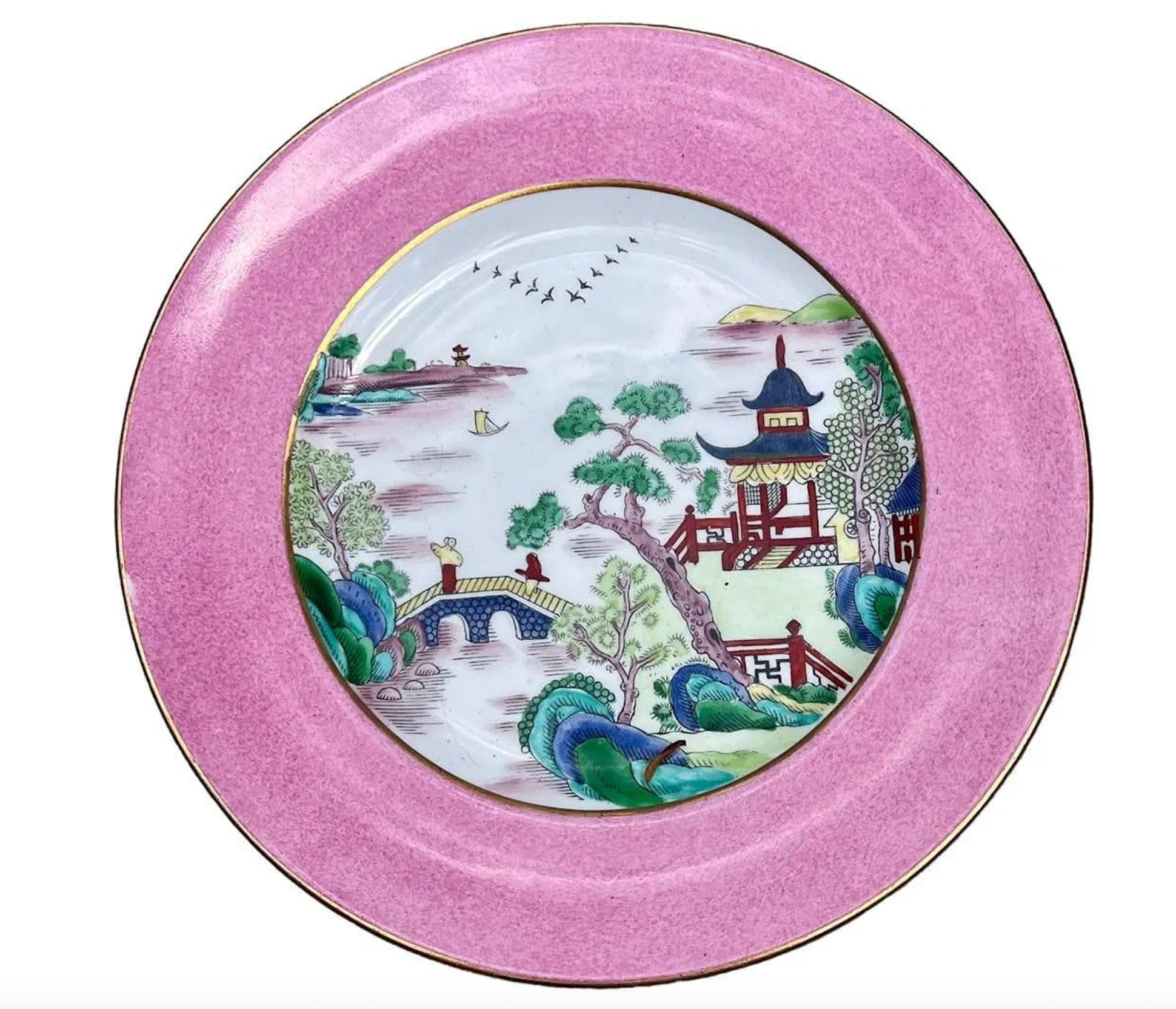 Staffordshire Pink Pagoda Tea & Dessert Set – 24 Pieces