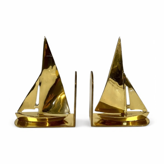 Vintage Brass Sailboat Bookends – Made in England