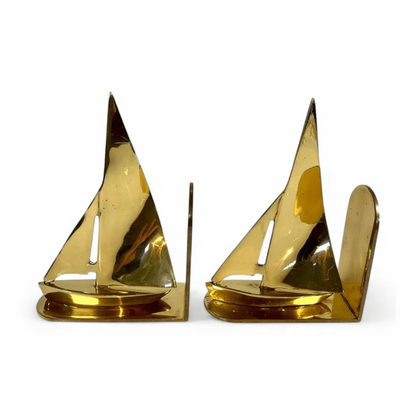 Vintage Brass Sailboat Bookends – Made in England
