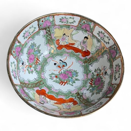 Vintage Rose Medallion Porcelain Bowl - Hand-Painted