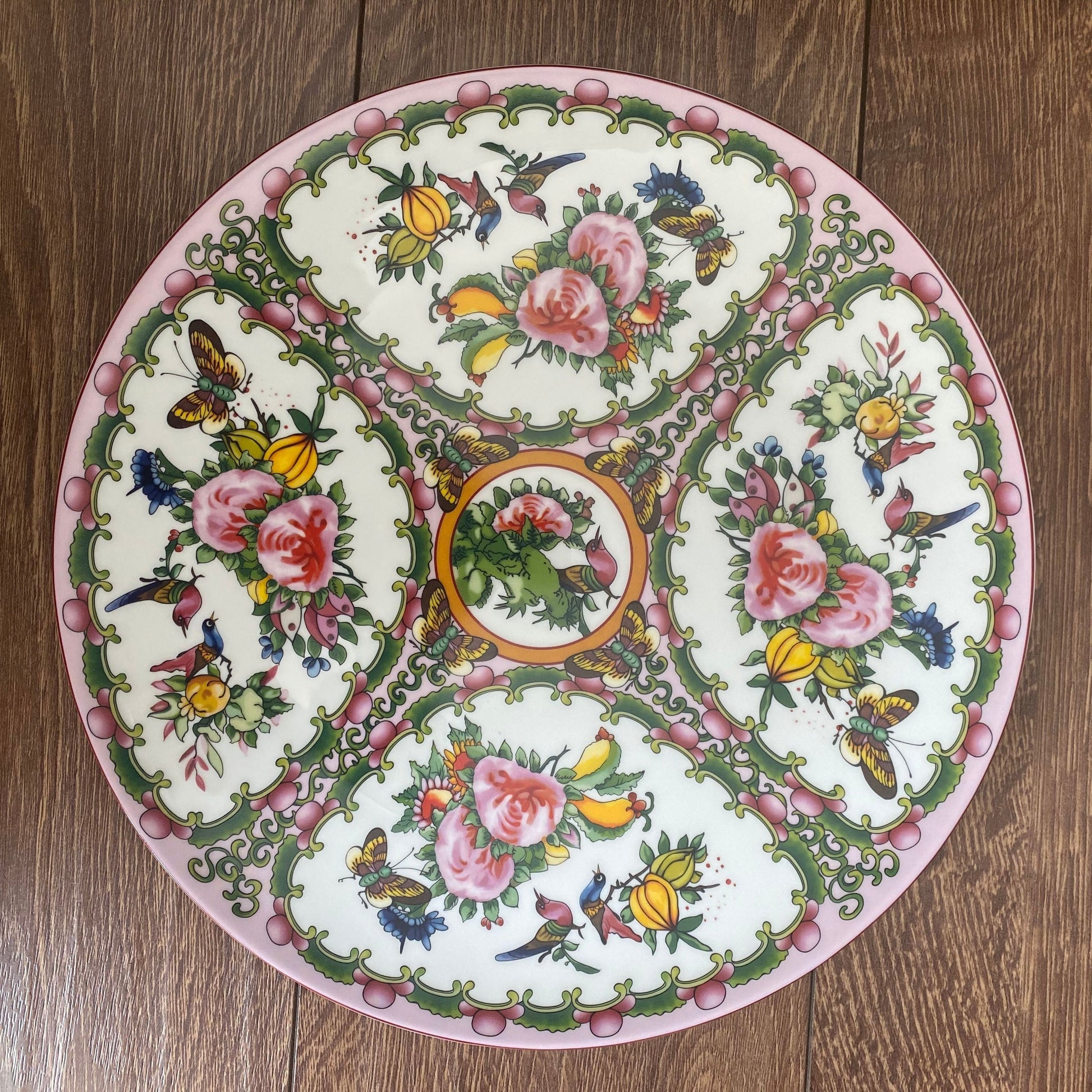 Famille Rose and Bok Choy Fine Bone China Dinner Plate Set