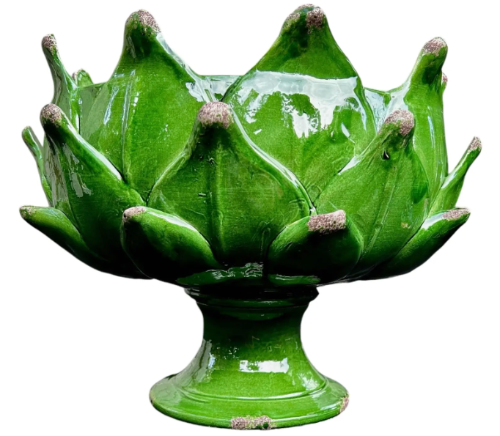 Italian Hand-Thrown Majolica Artichoke Pedestal Bowl –