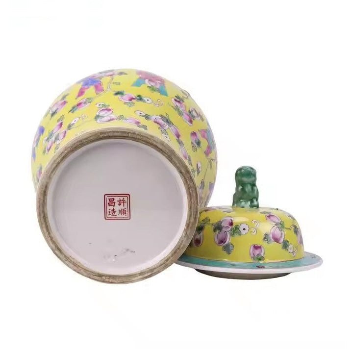 Yellow Ginger Jar Lidded Vase – Hand-Painted Chinese Porcelain