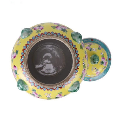 Yellow Ginger Jar Lidded Vase – Hand-Painted Chinese Porcelain